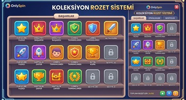 OnlySpin koleksiyon ve rozet sistemi görseli